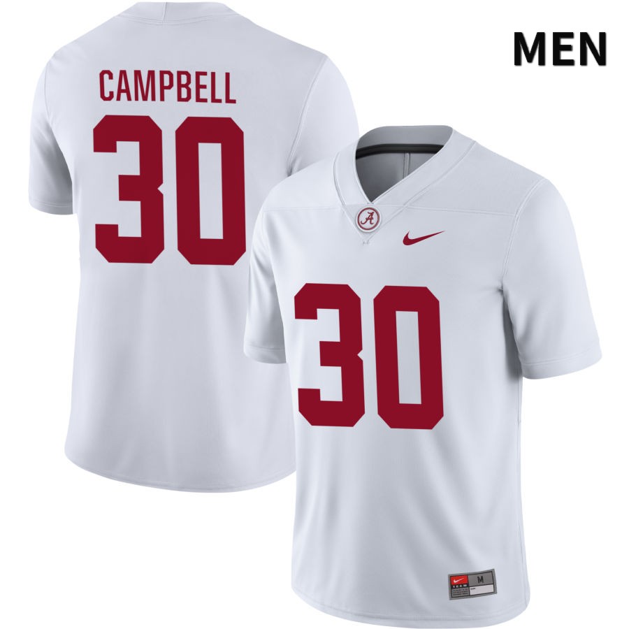 Alabama Crimson Tide Men's Jihaad Campbell #30 NIL White 2022 NCAA Authentic Stitched College Football Jersey XR16B58CY
